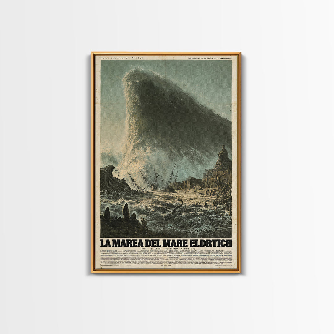 The Tide Of The Eldritch Sea, Italian Language Horror Movie Poster, 1970s Horror Art, Gothic Cinema Wall Art, Framed Canvas Print