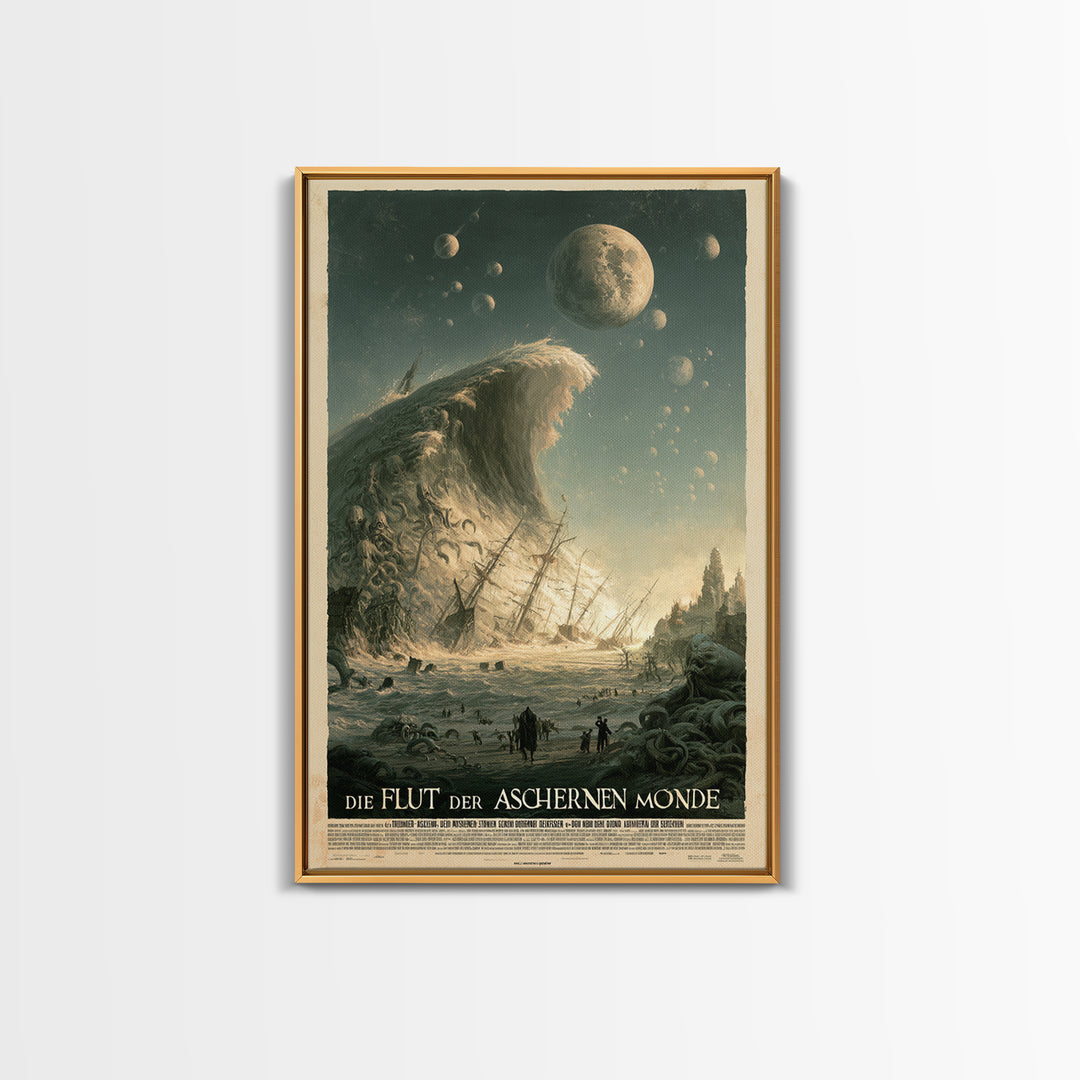 The Tide Of Ashen Moons, German Language Horror Movie Poster, 1960s Horror Art, Lovecraftian Horror Poster, Framed Canvas Print
