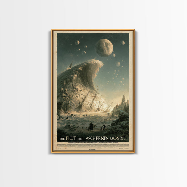 The Tide Of Ashen Moons, German Language Horror Movie Poster, 1960s Horror Art, Lovecraftian Horror Poster, Framed Canvas Print
