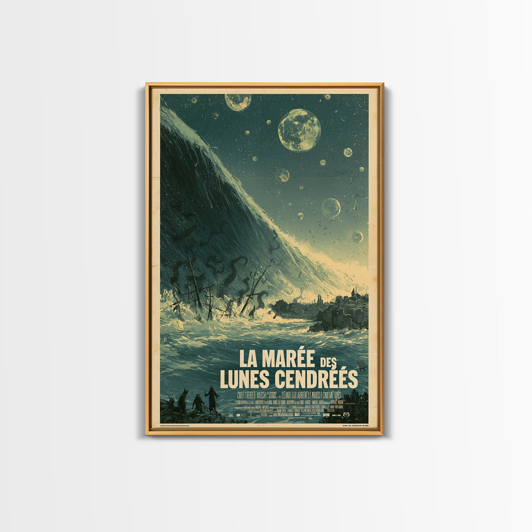 The Tide Of Ashen Moons, French Language Horror Movie Poster, 1960s Horror Art, Gothic Cinema Wall Art, Framed Canvas Print