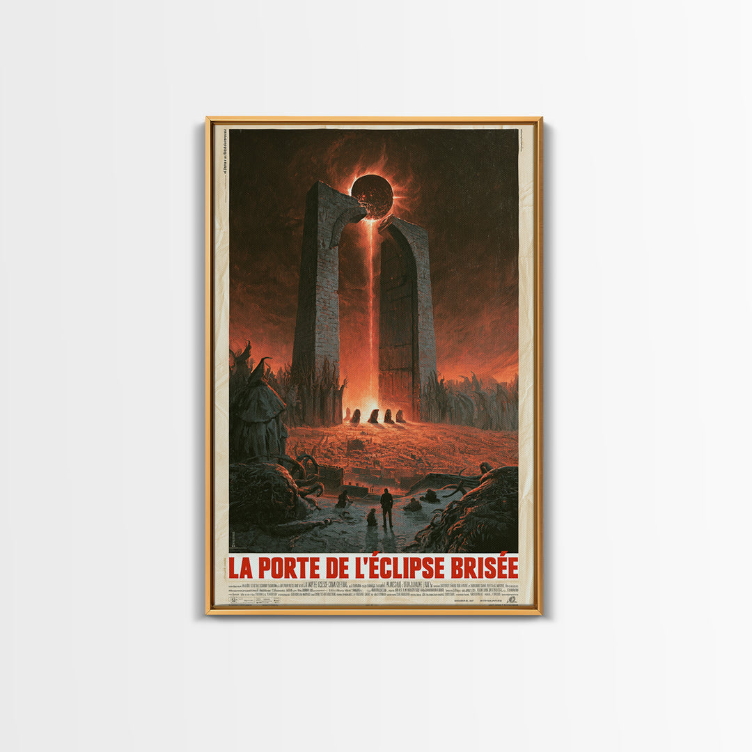 The Gate Of The Shattered Eclipse, French Language Horror Movie Poster, 1960s Horror Art, Cult Horror Poster, Framed Canvas Print