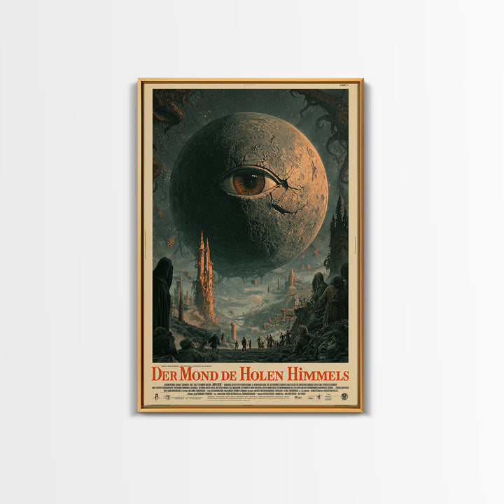 The Moon Of The Hollow Sky, German Language Horror Movie Poster, 1960s Horror Art, Lovecraftian Horror Poster, Framed Canvas Print