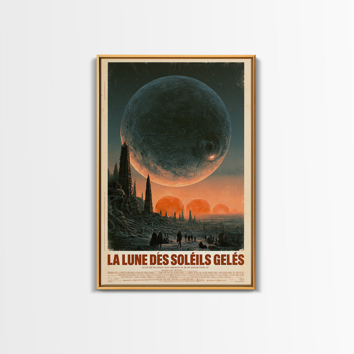 The Moon Of Frozen Suns, French Language Horror Movie Poster, 1960s Horror Art, Gothic Cinema Wall Art, Framed Canvas Print, Halloween Decor