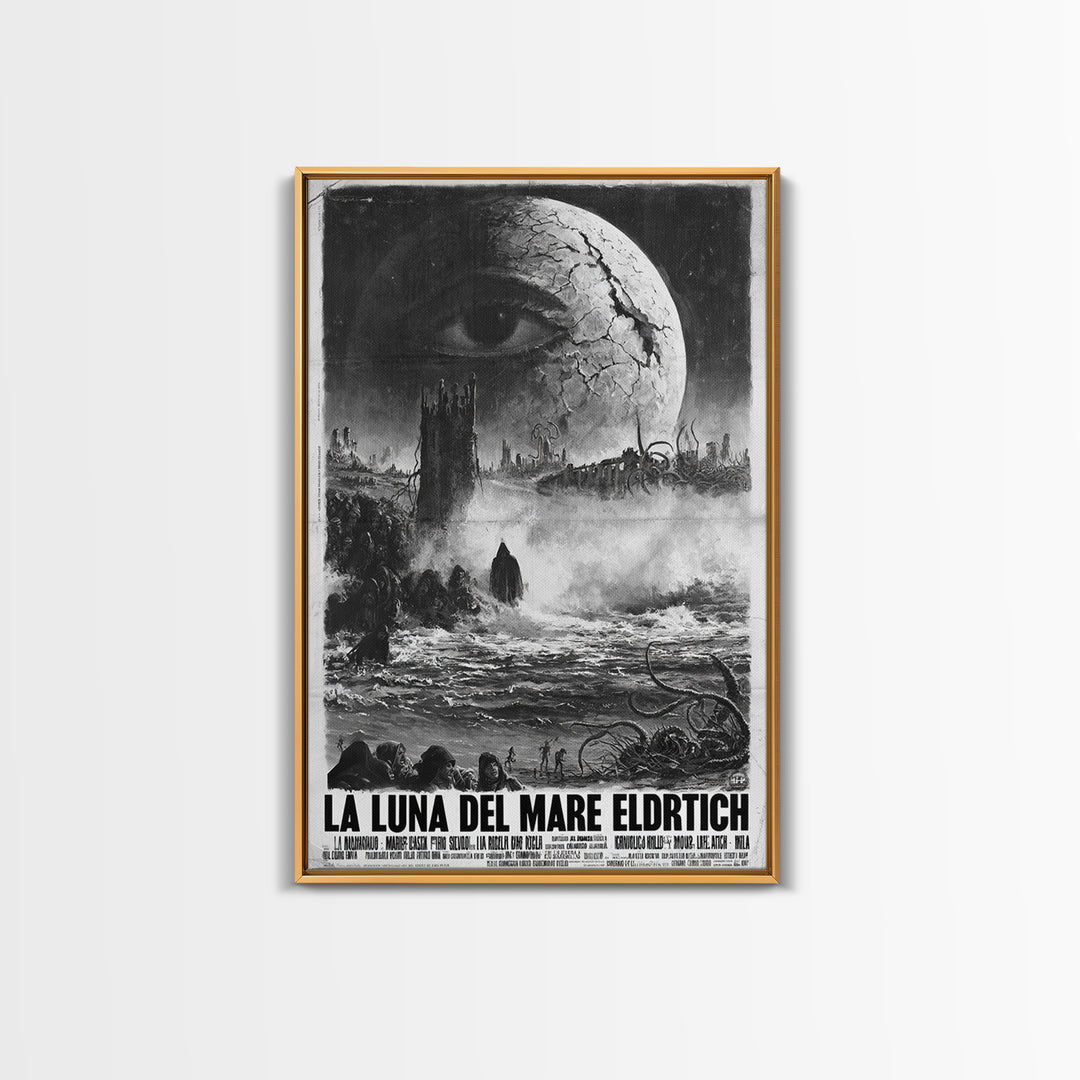 The Moon Of The Eldritch Sea, Italian Language Horror Movie Poster, 1970s Horror Art, Gothic Cinema Wall Art, Framed Canvas Print