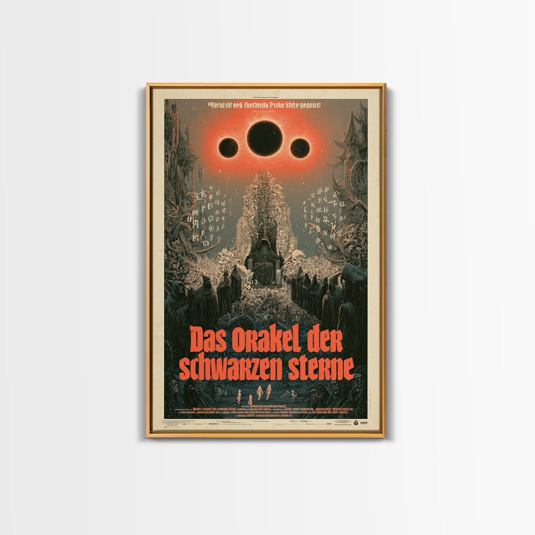 The Oracle Of Black Stars, German Language Horror Movie Poster, 1960s Horror Art, Gothic Cinema Wall Art, Framed Canvas Print