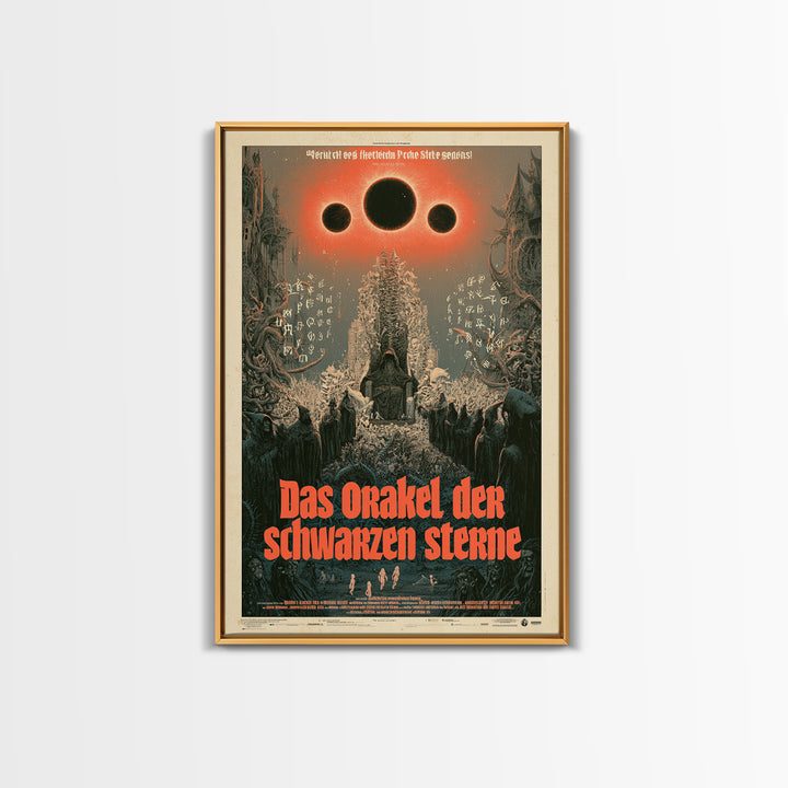 The Oracle Of Black Stars, German Language Horror Movie Poster, 1960s Horror Art, Gothic Cinema Wall Art, Framed Canvas Print