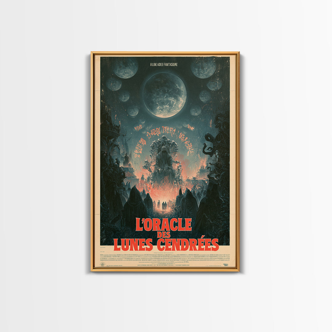 The Oracle Of Ashen Moons, French Language Horror Movie Poster, 1960s Horror Art, Gothic Cinema Wall Art, Framed Canvas Print