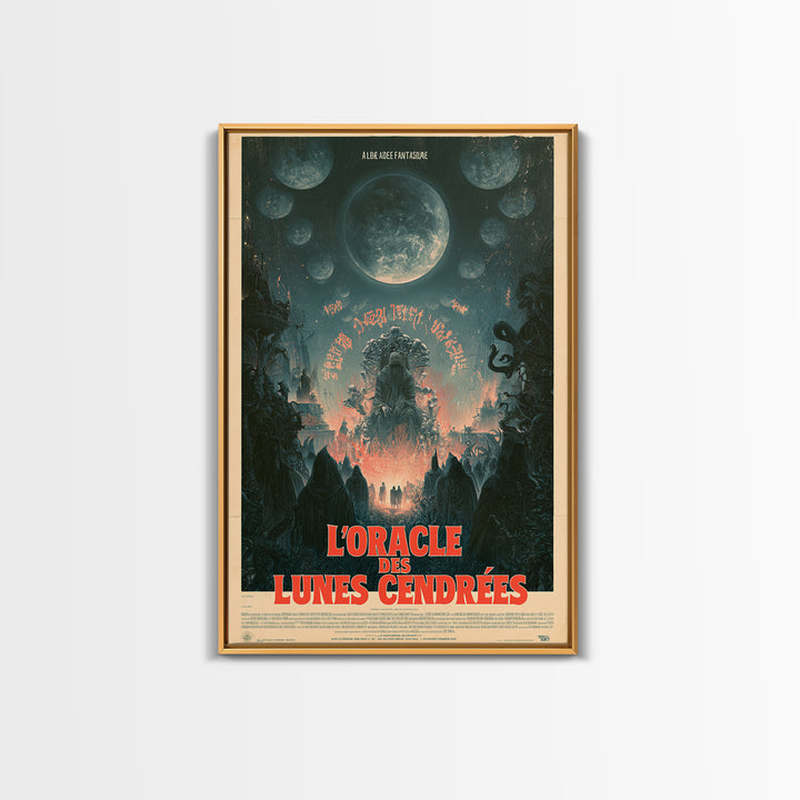 The Oracle Of Ashen Moons, French Language Horror Movie Poster, 1960s Horror Art, Gothic Cinema Wall Art, Framed Canvas Print