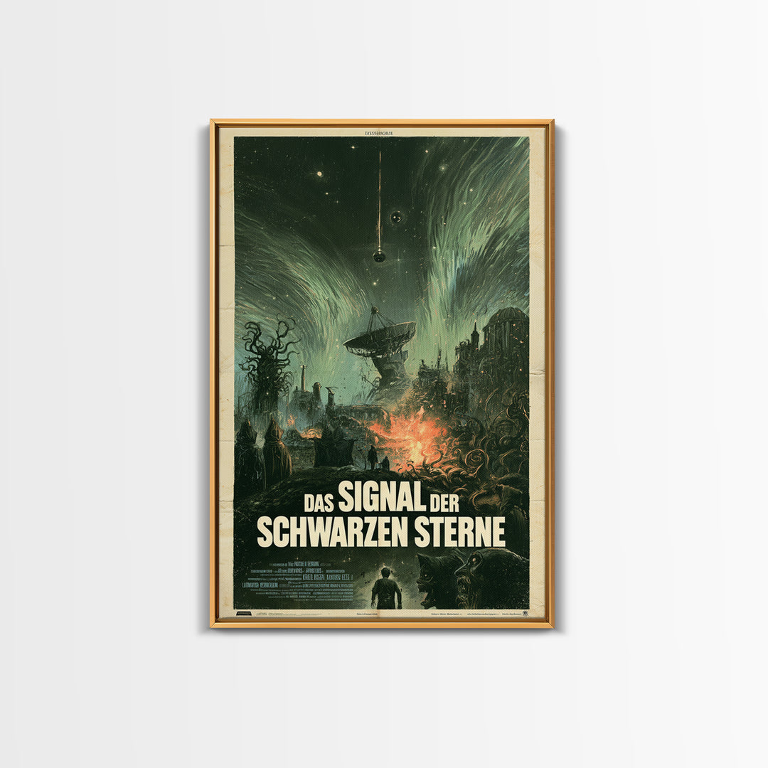 The Signal Of Black Stars, German Language Horror Movie Poster, 1960s Horror Art, Eldritch Cinema Wall Art, Framed Canvas Print