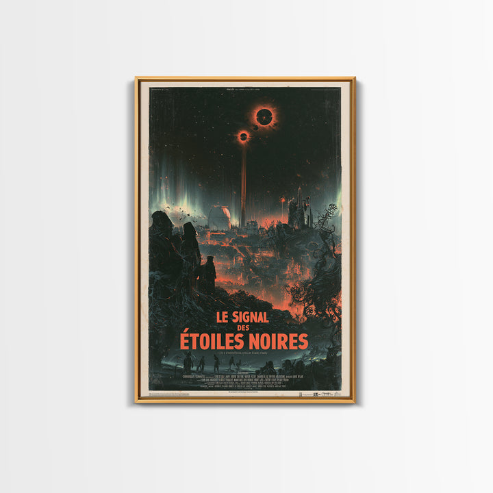 The Signal Of Black Stars, French Language Horror Movie Poster, 1960s Horror Art, Eldritch Cinema Wall Art, Framed Canvas Print