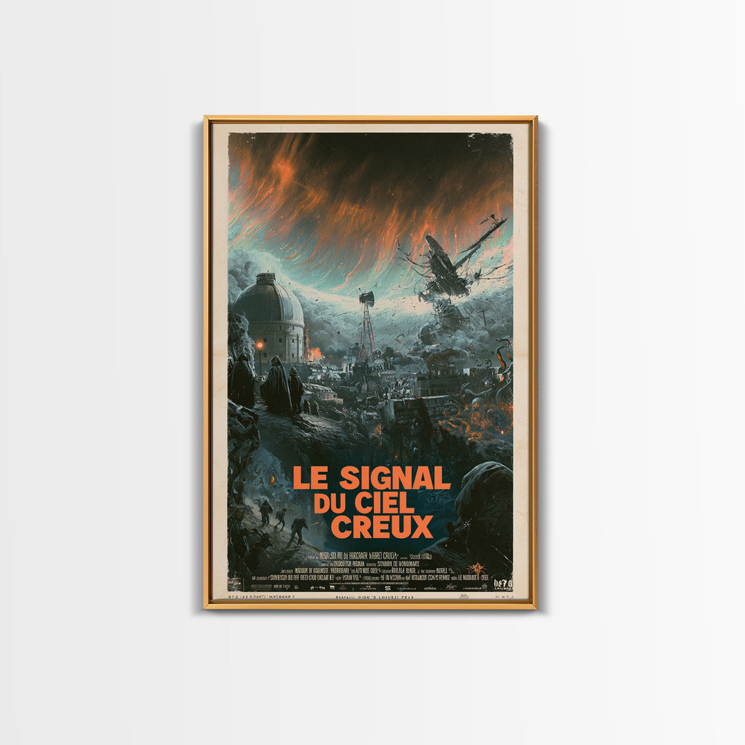 The Signal Of The Hollow Sky, French Language Horror Movie Poster, 1960s Horror Art, Lovecraftian Horror Poster, Framed Canvas Print