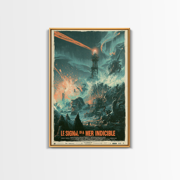 The Signal Of The Eldritch Sea, French Language Horror Movie Poster, 1960s Horror Art, Classic Monster Poster, Canvas Print
