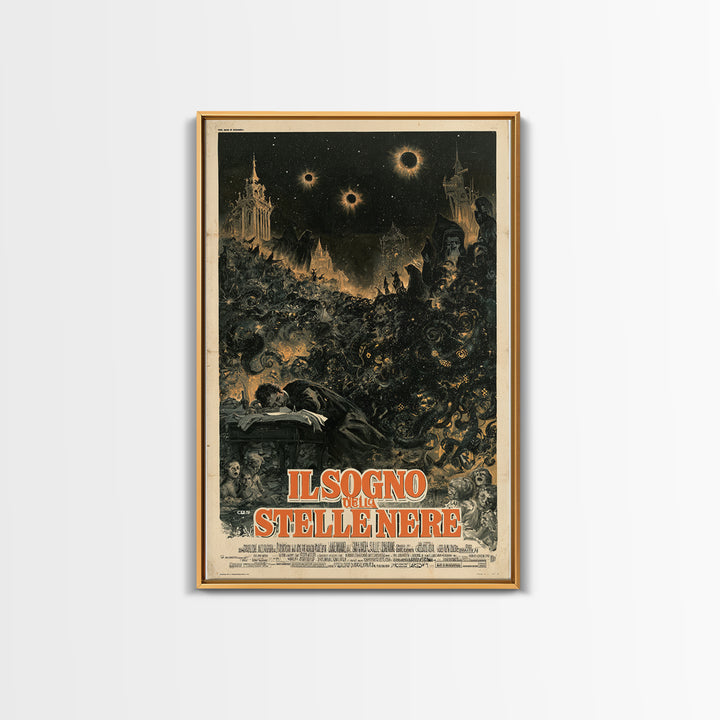 The Dream Of Black Stars, Italian Language Horror Movie Poster, 1970s Horror Art, Eldritch Cinema Wall Art, Framed Canvas Print