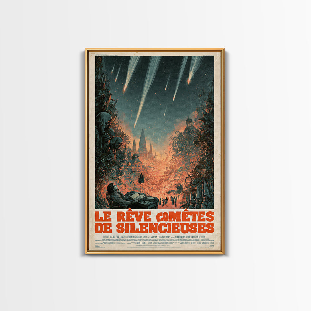 The Dream Of Silent Comets, French Language Horror Movie Poster, 1960s Horror Art, Eldritch Cinema Wall Art, Framed Canvas Print