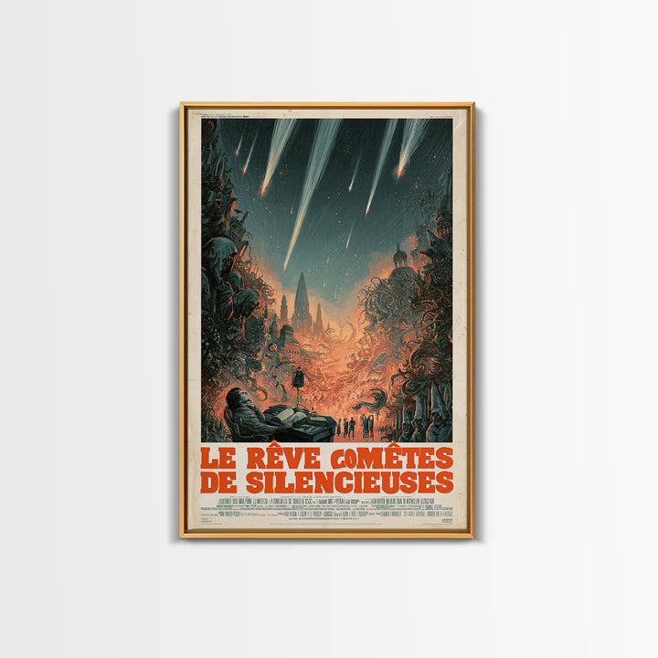 The Dream Of Silent Comets, French Language Horror Movie Poster, 1960s Horror Art, Eldritch Cinema Wall Art, Framed Canvas Print