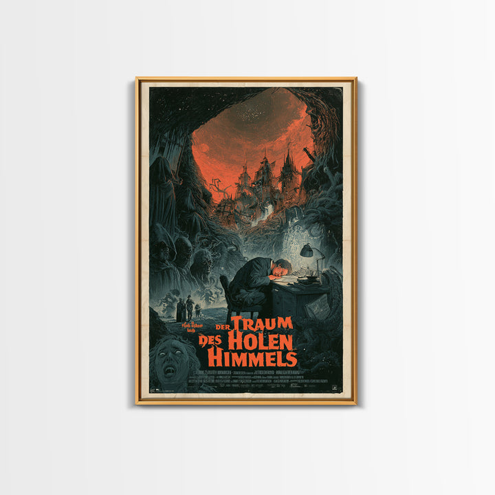The Dream Of The Hollow Sky, German Language Horror Movie Poster, 1960s Horror Art, Lovecraftian Horror Poster, Framed Canvas Print