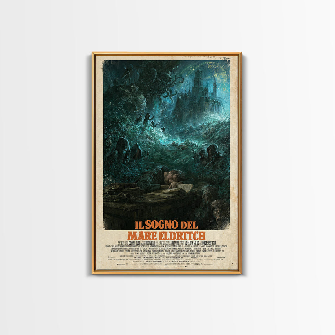 The Dream Of The Eldritch Sea, Italian Language Horror Movie Poster, 1970s Horror Art, Eldritch Cinema Wall Art, Framed Canvas Print