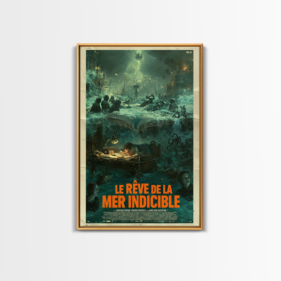 The Dream Of The Eldritch Sea, French Language Horror Movie Poster, 1960s Horror Art, Lovecraftian Horror Poster, Framed Canvas Print