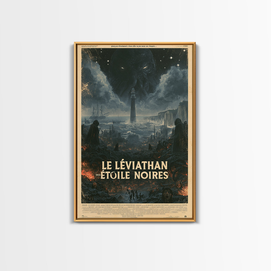 The Leviathan Of Black Stars, French Language Horror Movie Poster, 1960s Horror Art, Cult Horror Poster, Framed Canvas Print
