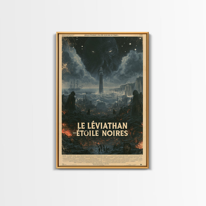 The Leviathan Of Black Stars, French Language Horror Movie Poster, 1960s Horror Art, Cult Horror Poster, Framed Canvas Print