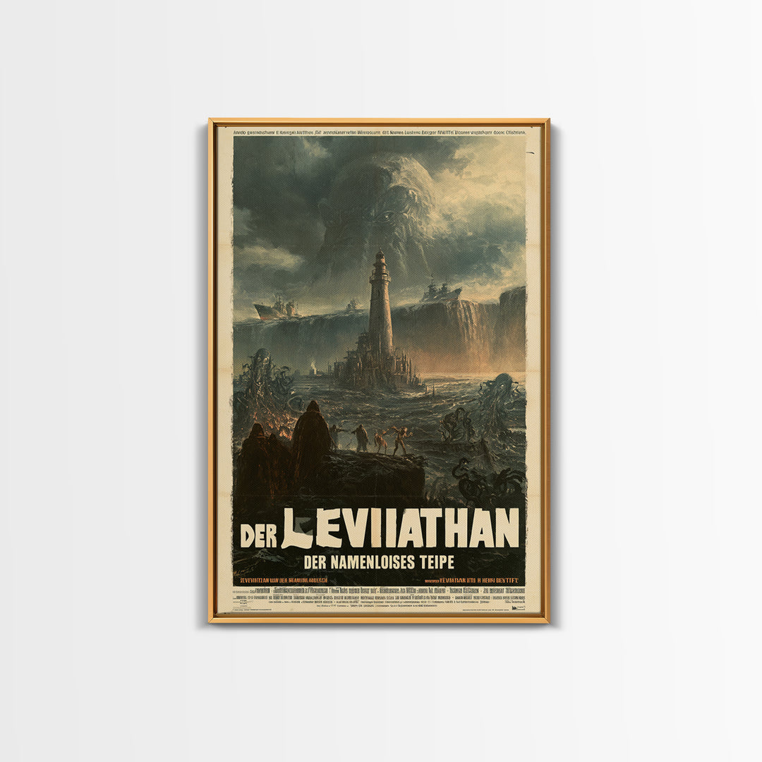 The Leviathan Of The Nameless Deep, German Language Horror Movie Poster, 1960s Horror Art, Cult Horror Poster, Framed Canvas Print