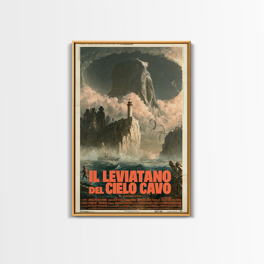 The Leviathan Of The Hollow Sky, Italian Language Horror Movie Poster, 1970s Horror Art, Gothic Cinema Wall Art, Framed Canvas Print