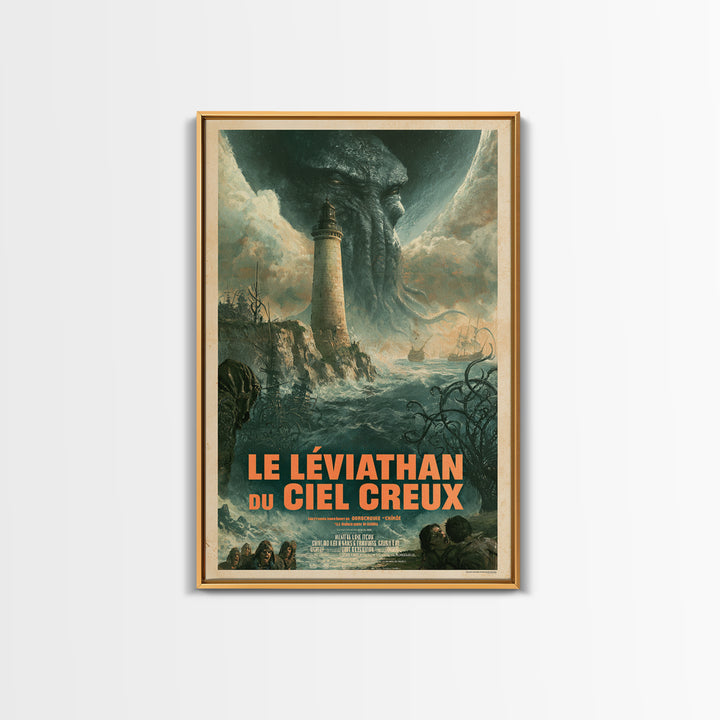 The Leviathan Of The Hollow Sky, French Language Horror Movie Poster, 1960s Horror Art, Classic Monster Poster, Canvas Print