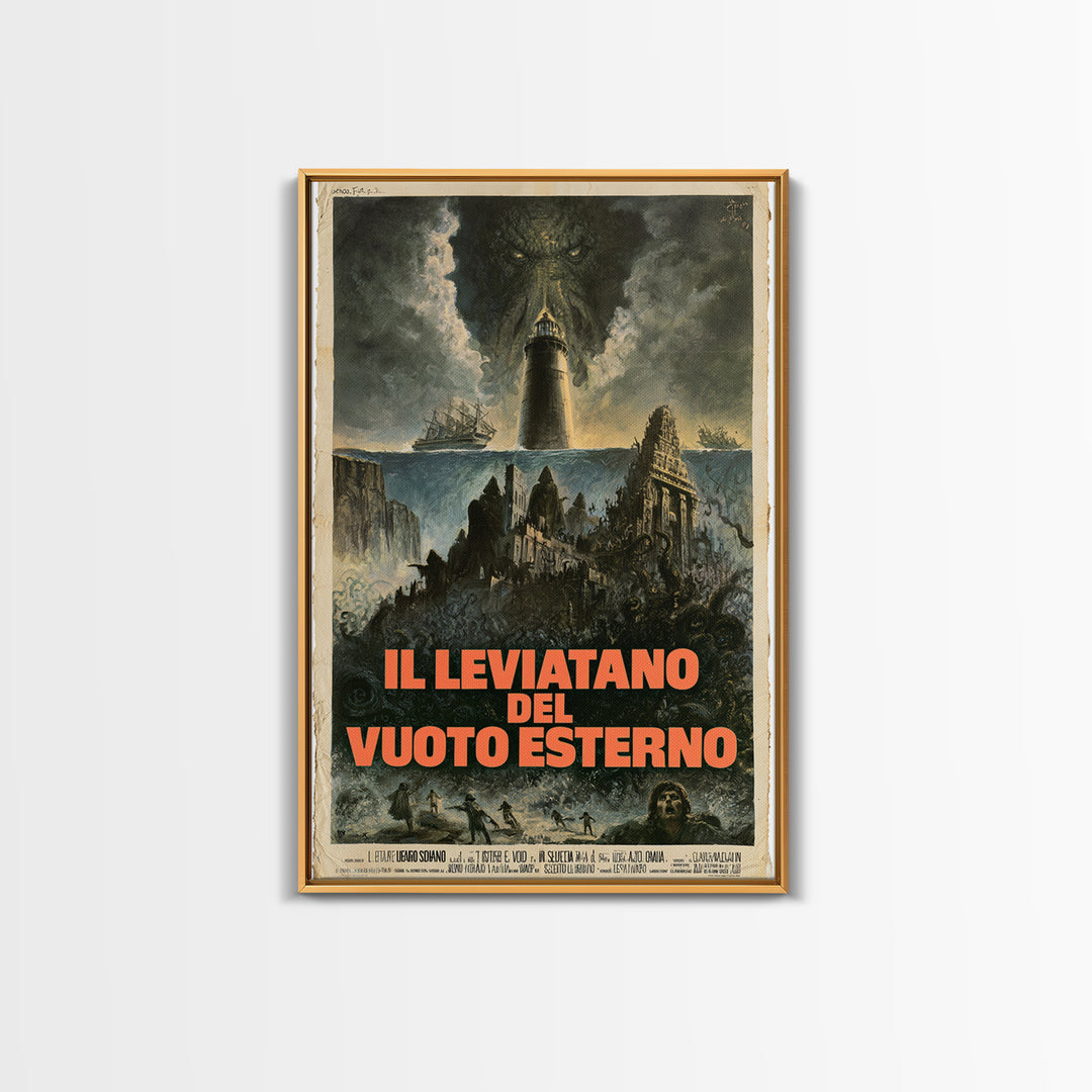 The Leviathan Of The Outer Void, Italian Language Horror Movie Poster, 1970s Horror Art, Gothic Cinema Wall Art, Framed Canvas Print