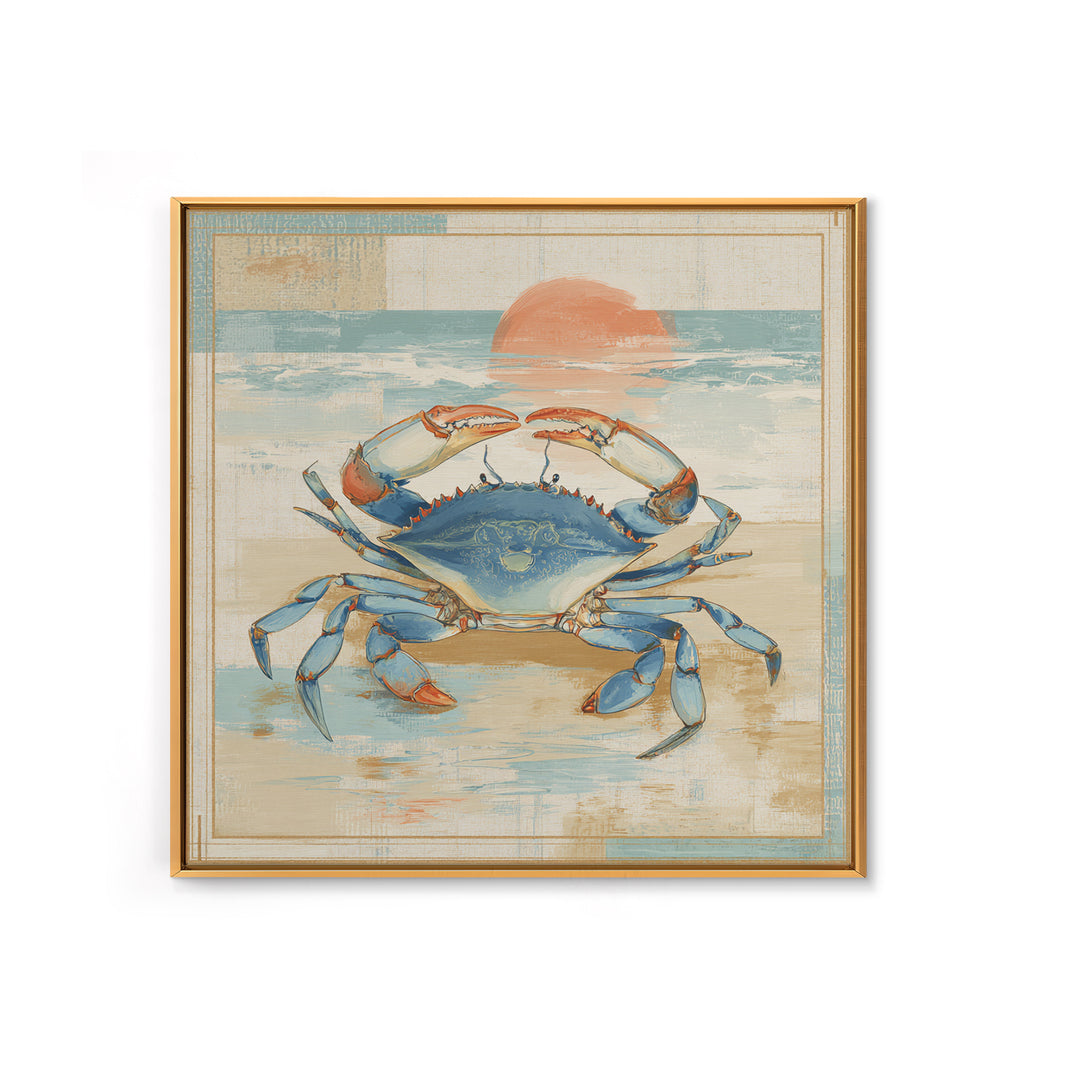 Blue Crab Illustration Canvas Print, Coastal Art, Coastal Decor, Fine Art, Coastal, Fine Art Print, Statement Artwork, COA-1x1-14