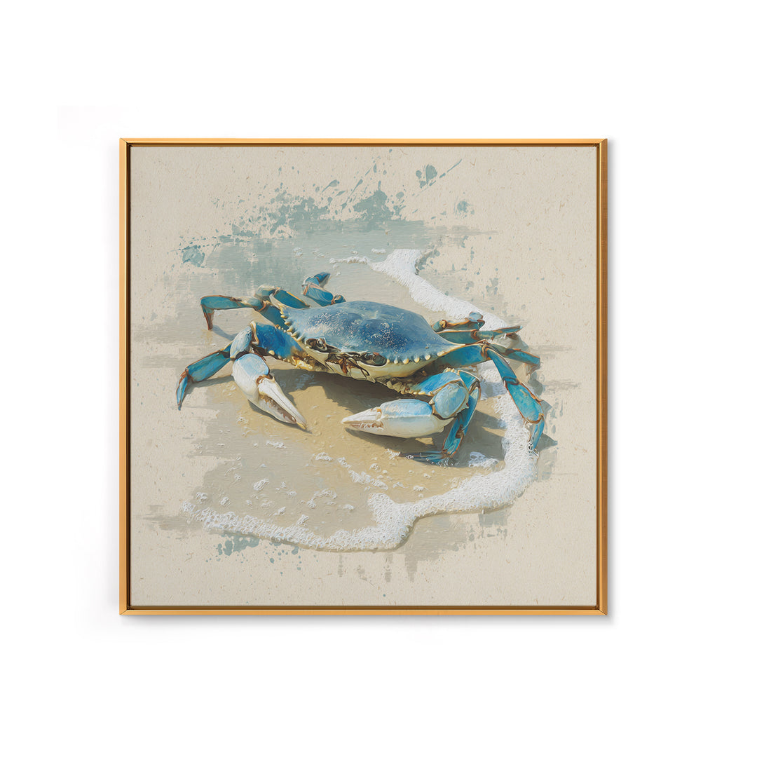 Blue Crab Illustration Framed Canvas Print, Coastal Art, Beach Art, Coastal Decor, Fine Art, Coastal, Room Decor, COA-1x1-62