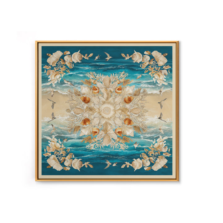 Shell and Coral Specimen Arrangement Framed Canvas Print, Coastal Art, Statement Artwork, Coastal Decor, Fine Art, Coastal, COA-1x1-83