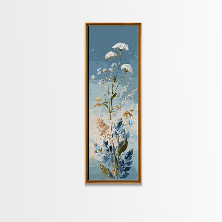 Coastal Botanical Bouquet Canvas Print, Coastal Art, Watercolor Painting, Coastal Decor, Oil Painting, Coastal, COA-1x3-33