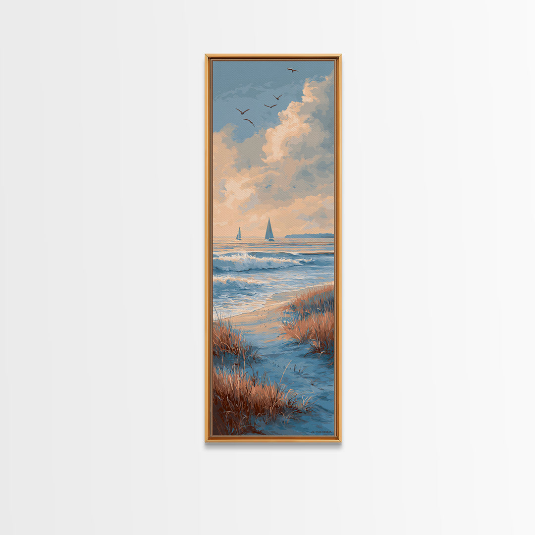 Sunset over Marshland with Warm Gold Canvas Print, Coastal Art, Ocean Art, Coastal Decor, Fine Art, Coastal, Art Print, COA-1x3-49