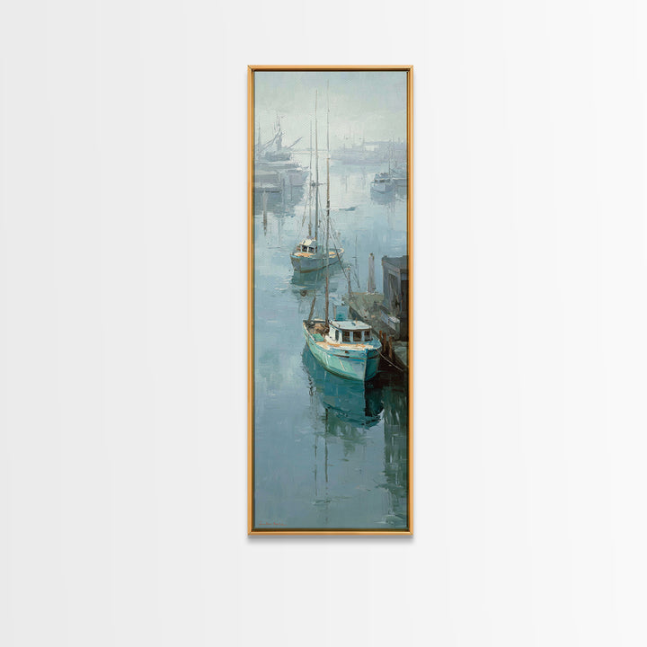 Foggy Harbor with Distant Boats Canvas Print, Coastal Art, Modern Wall Art, Coastal Decor, Fine Art, Coastal, Coastal Prints, COA-1x3-72