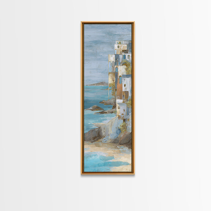 Mediterranean Cove with Cliff Shadows Canvas Print, Coastal Art, Art Print, Coastal Decor, Fine Art, Coastal, Wood Wall Art, COA-1x3-77