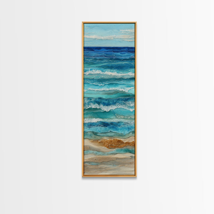 Aerial Sandbar with Turquoise Water Canvas Print, Coastal Art, Landscape Painting, Coastal Decor, Coastal, Modern Decor, COA-1x3-89