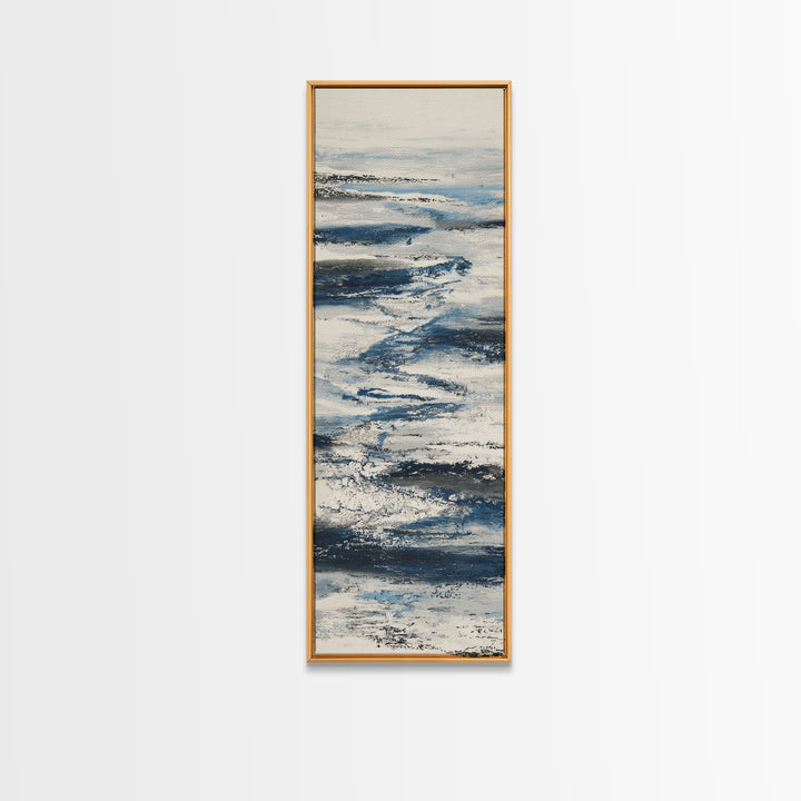 Minimal Wave Line Drawing Framed Canvas Print, Coastal Art, Coastal Decor, Abstract Art, Coastal, Oyster Art, Gallery Decor, COA-1x3-92