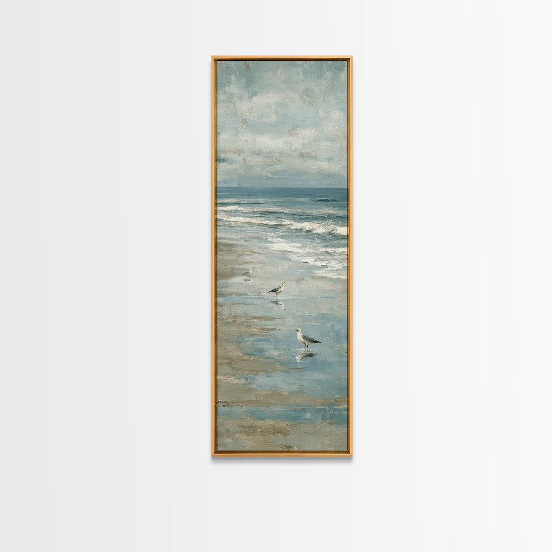 Seagulls Crossing a Muted Sky Canvas Print, Coastal Art, Fine Art Print, Coastal Decor, Fine Art, Coastal, Wall Decor, COA-1x3-94