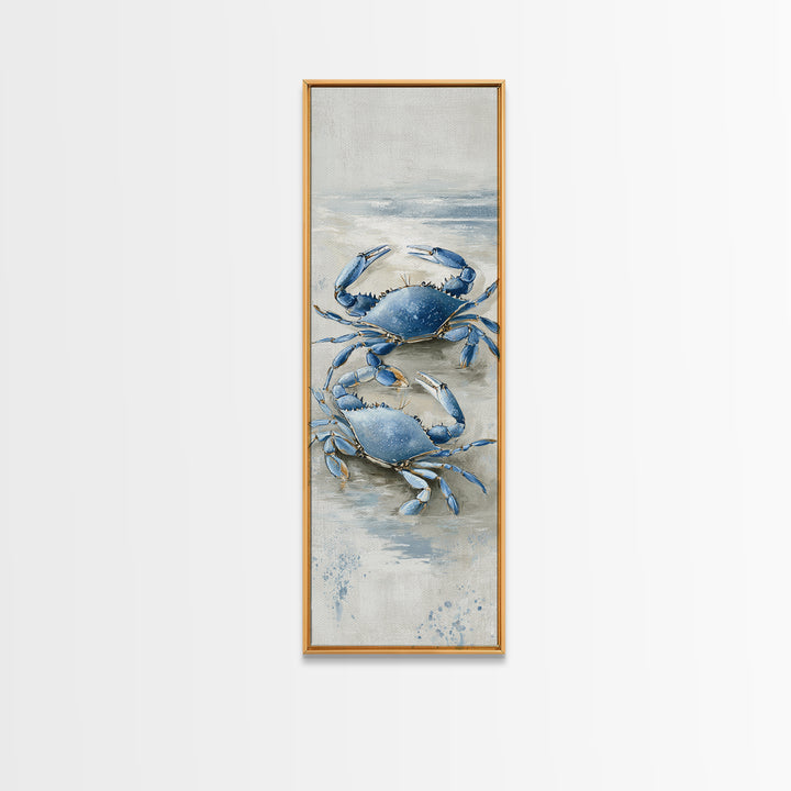 Blue Crab Illustration Canvas Print, Coastal Art, Statement Artwork, Coastal Decor, Fine Art, Coastal, Prints, COA-1x3-98