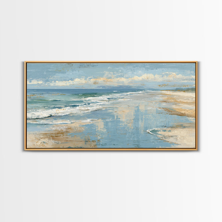 Abstract Seafoam Patterns Framed Canvas Print, Coastal Art, Fine Art Print, Coastal Decor, Abstract Art, Coastal, Wall Decor, COA-2x1-14