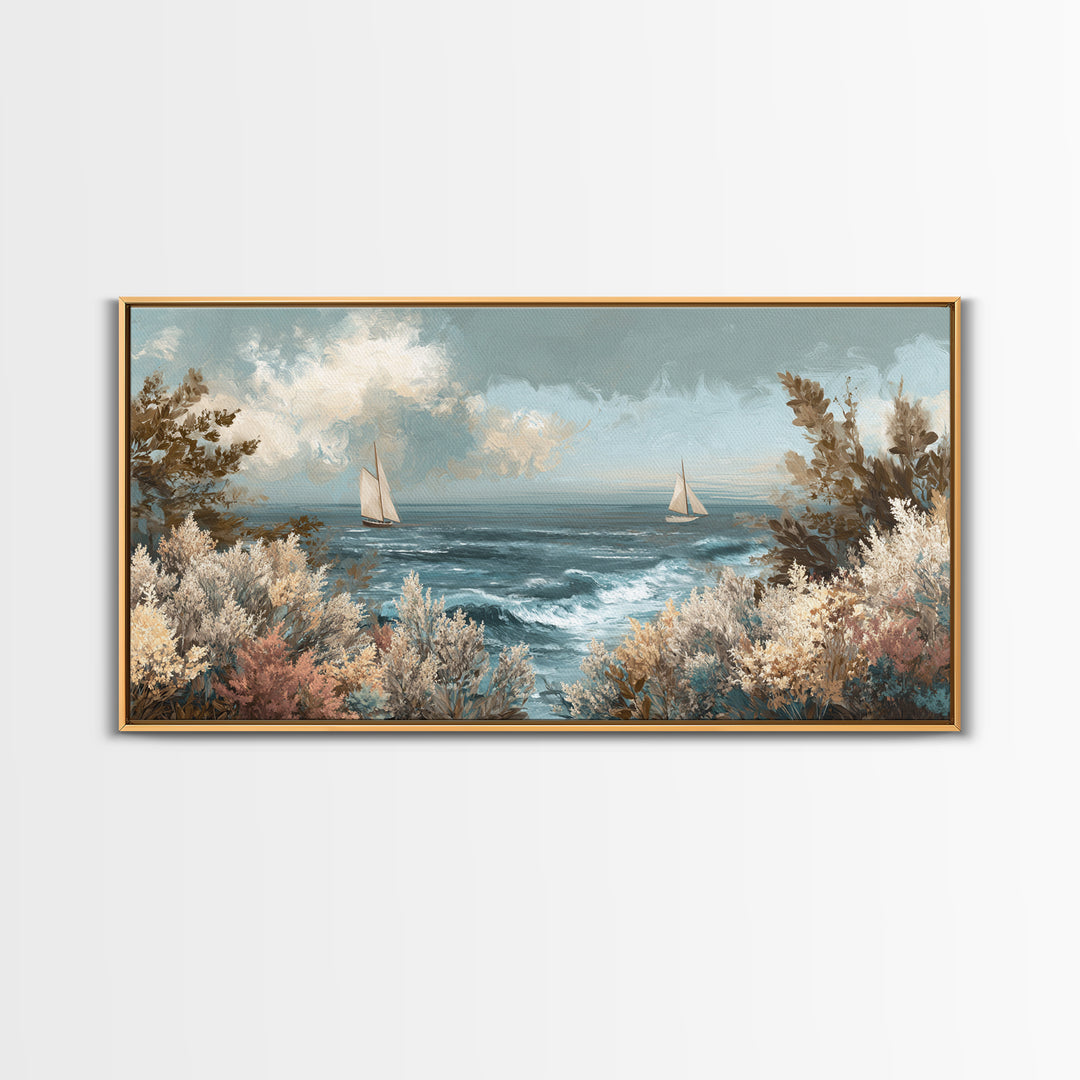 Coastal Botanical Bouquet Canvas Print, Coastal Art, Contemporary Art, Coastal Decor, Fine Art, Coastal, Modern Wall Art, COA-2x1-17