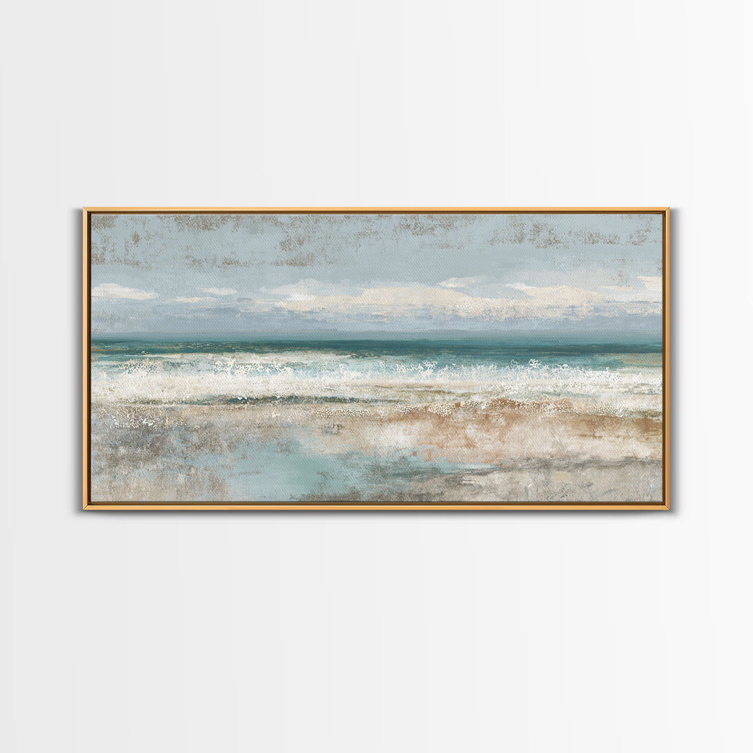 Abstract Seafoam Patterns Framed Canvas Print, Coastal Art, Home Decor, Coastal Decor, Abstract Art, Coastal, Wood Art, COA-2x1-86