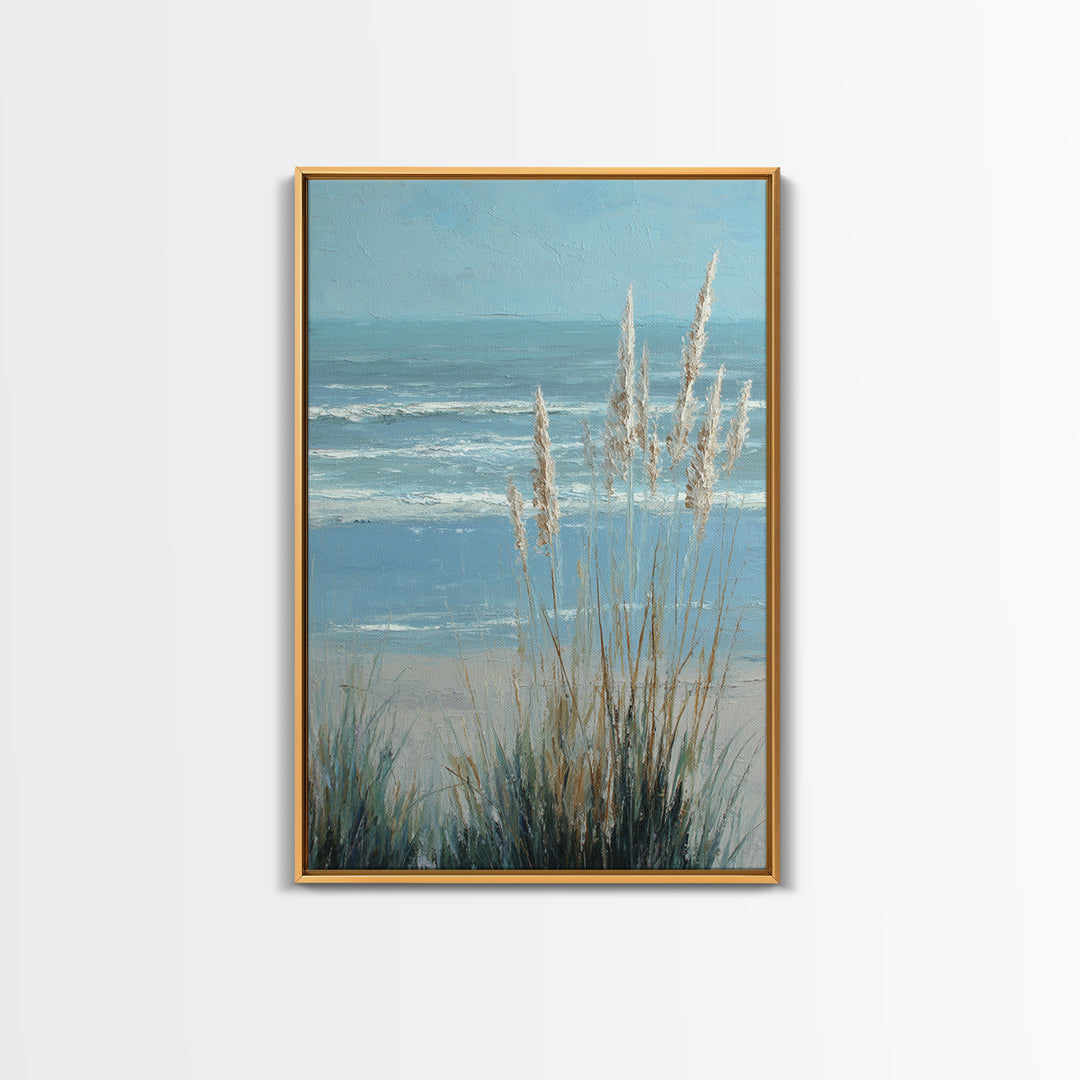 Coastal Grasses Moving Framed Canvas Print, Coastal Art, Wall Art, Coastal Decor, Fine Art, Coastal, Bird Art, Wood Art, COA-2x3-60