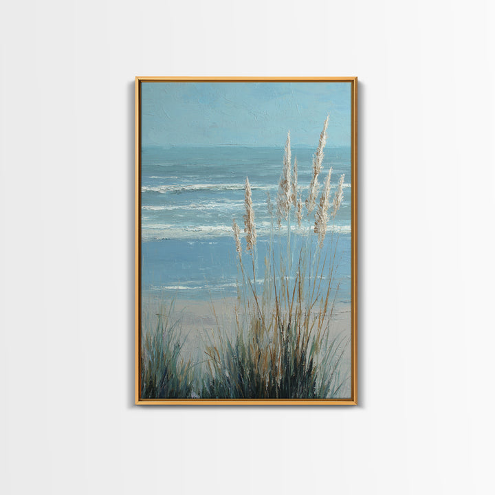 Coastal Grasses Moving Framed Canvas Print, Coastal Art, Wall Art, Coastal Decor, Fine Art, Coastal, Bird Art, Wood Art, COA-2x3-60