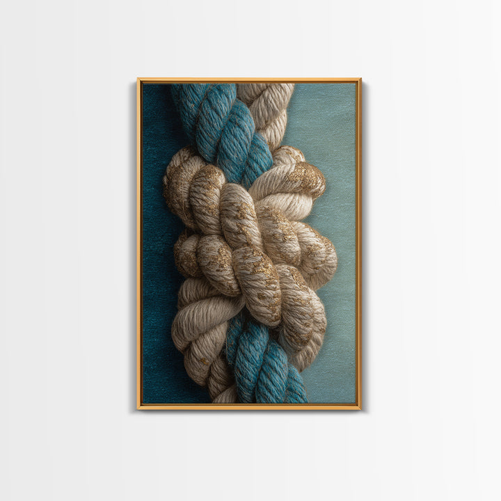 Weathered Nautical Rope and Brass Compass Canvas Print, Coastal Art, Original Art, Coastal Decor, Coastal, Blue Wall Art, COA-2x3-71