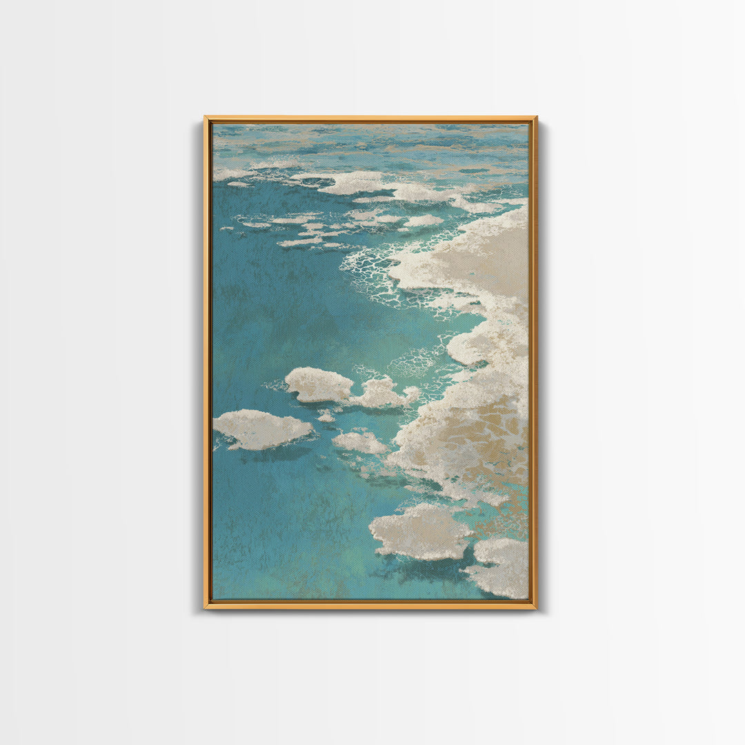 Abstract Seafoam Patterns Framed Canvas Print, Coastal Art, Prints, Coastal Decor, Abstract Art, Coastal, Coastal Wall Art, COA-2x3-74