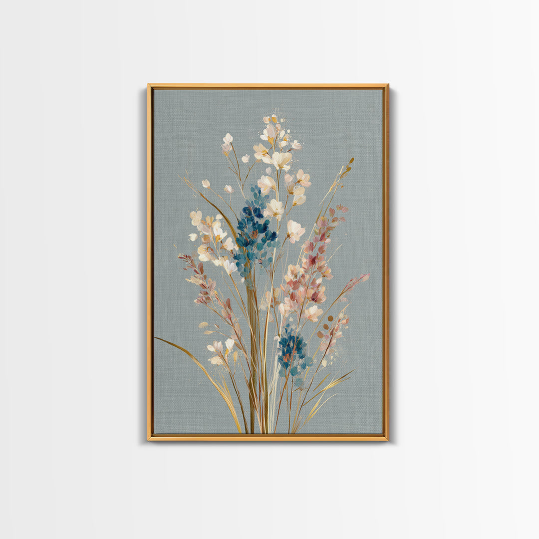 Coastal Botanical Bouquet Canvas Print, Coastal Art, Bird Art, Coastal Decor, Fine Art, Coastal, Living Room Art, Ocean Art, COA-2x3-77