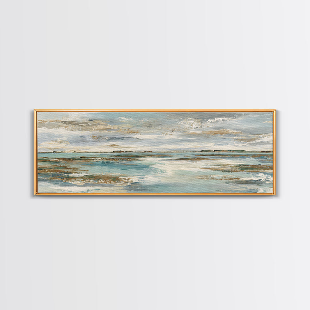 Abstract Seafoam Patterns Framed Canvas Print, Coastal Art, Bird Art, Coastal Decor, Fine Art, Coastal, Living Room Art, COA-3x1-58