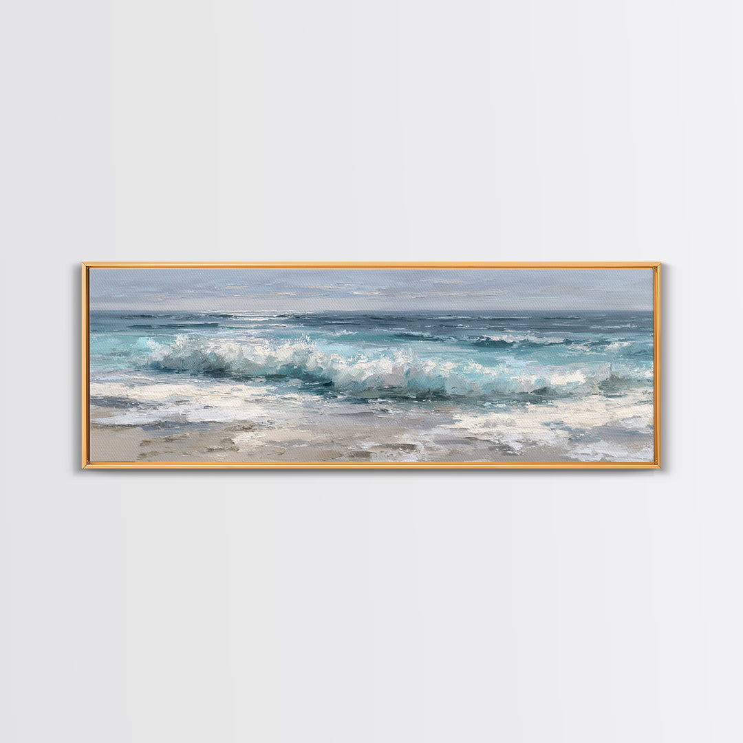 Moonlit Ocean with Silver Surf Canvas Print, Coastal Art, Gallery Decor, Coastal Decor, Fine Art, Coastal, Contemporary Art, COA-3x1-62