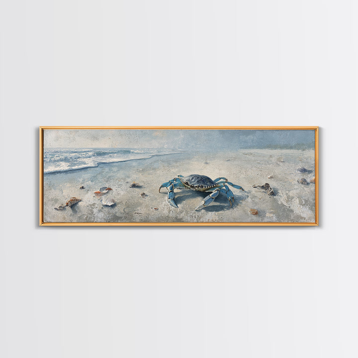 Blue Crab Illustration Canvas Print, Coastal Art, Wall Decor, Coastal Decor, Coastal, Nautical Decor, Coastal Wall Art, COA-3x1-78